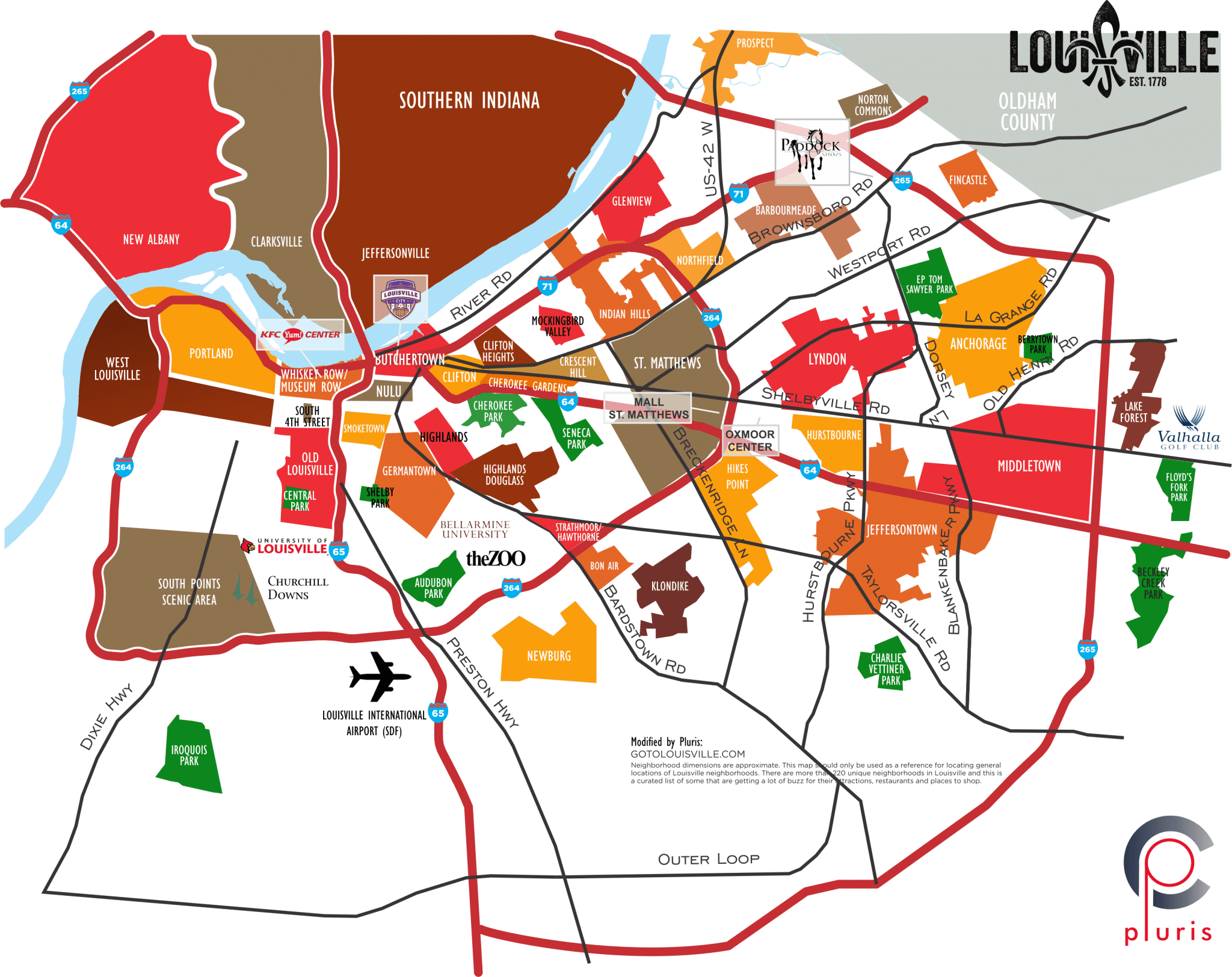 Louisville Neighborhoods Map R1 