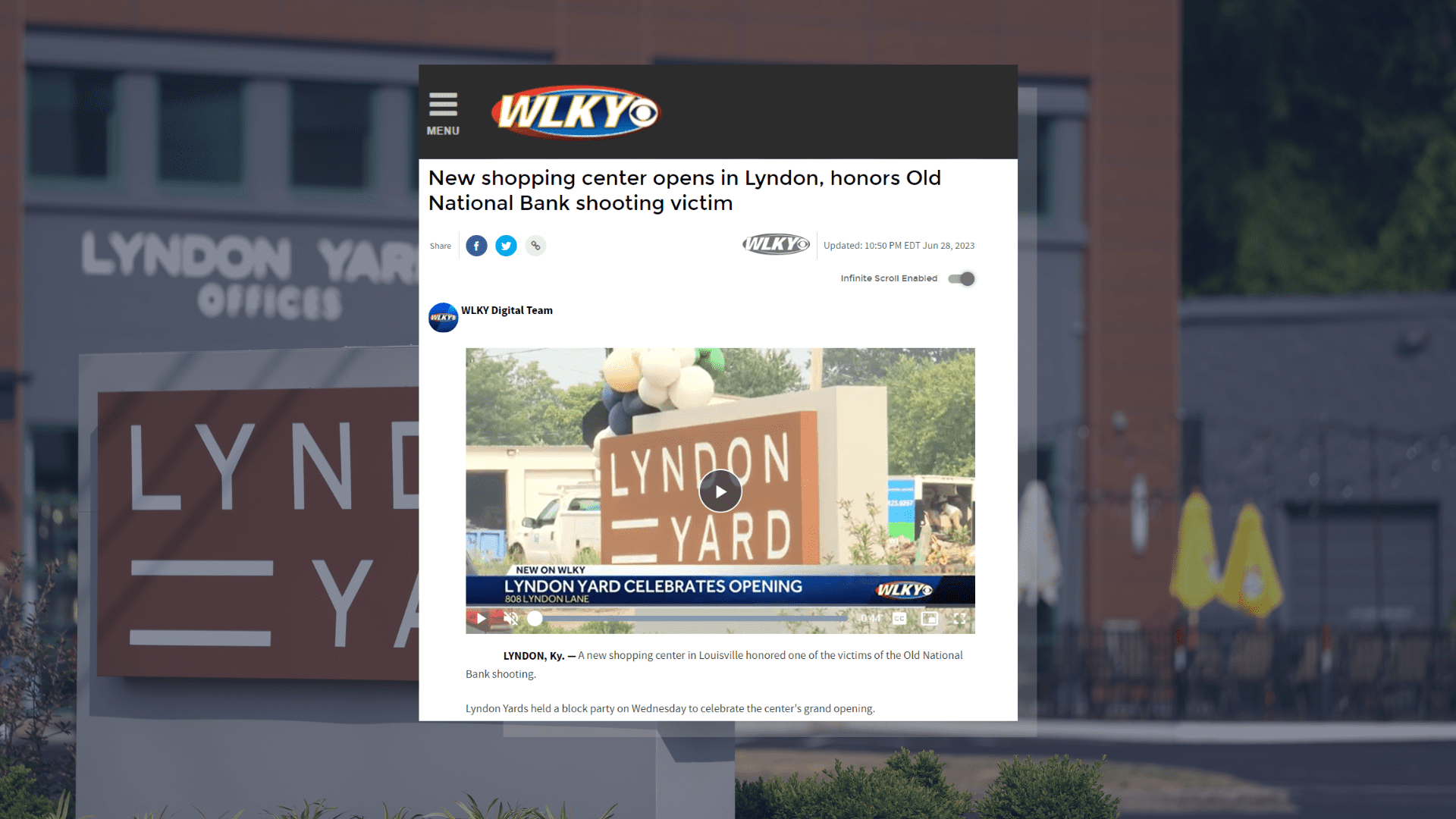 WLKY discussed Lyndon Yard, Pluris Real Estate's newest Louisville Development